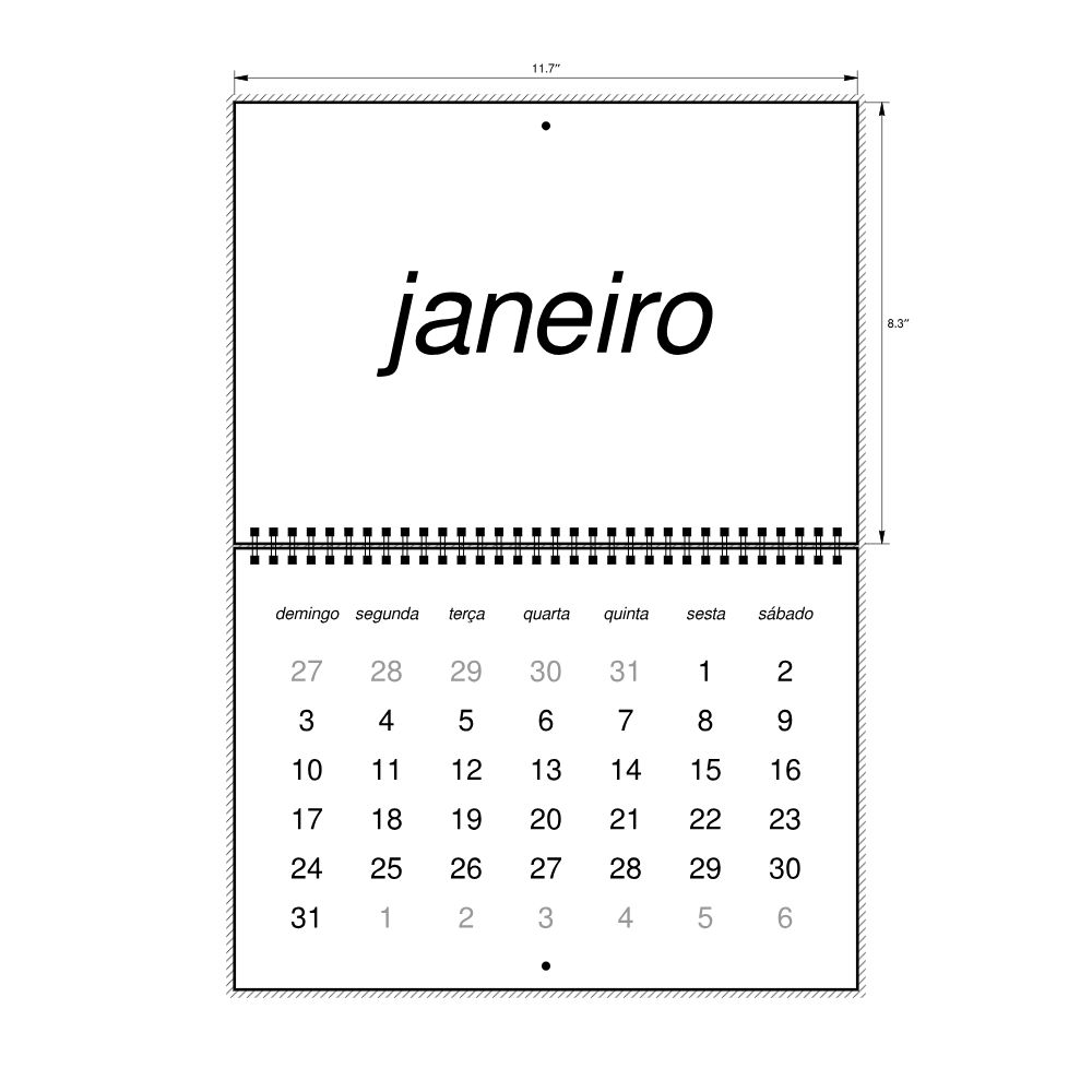 Leskoff 2027 Wall Calendar, Mirandese-Labeled, Sunday-Start Layout, Wire-Bound, 11.7 x 8.3 in (29.7 x 21.0 cm), image 2 of 2