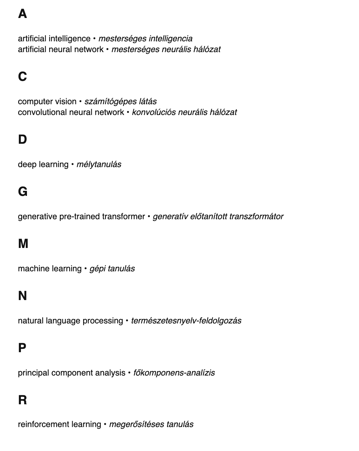 AI/ML terms in Hungarian