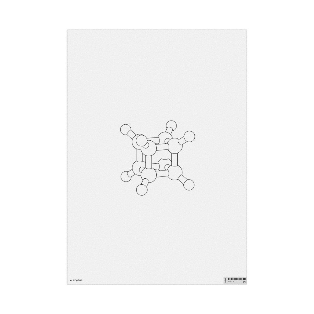 Leskoff Cubane Molecule Poster, Ball-and-Stick Model, Stylized, Māori-Labeled, image 1 of 1