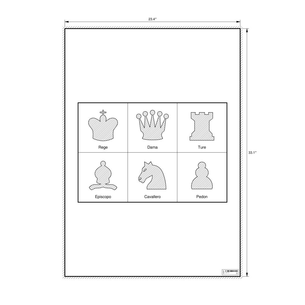 Leskoff Chess Pieces Poster, Interlingua-Labeled, image 1 of 2