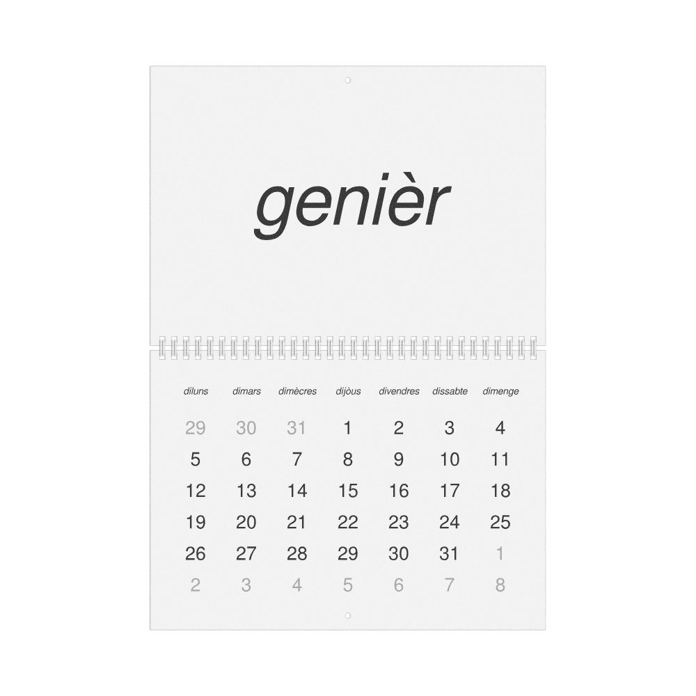 Leskoff 2026 Wall Calendar, Occitan-Labeled, Monday-Start Layout, Wire-Bound, 11.7 x 8.3 in (29.7 x 21.0 cm), image 1 of 1