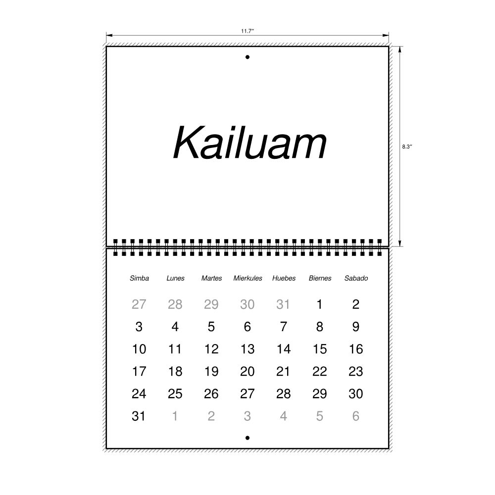 Leskoff 2027 Wall Calendar, Pangasinan-Labeled, Sunday-Start Layout, Wire-Bound, 11.7 x 8.3 in (29.7 x 21.0 cm), image 2 of 2
