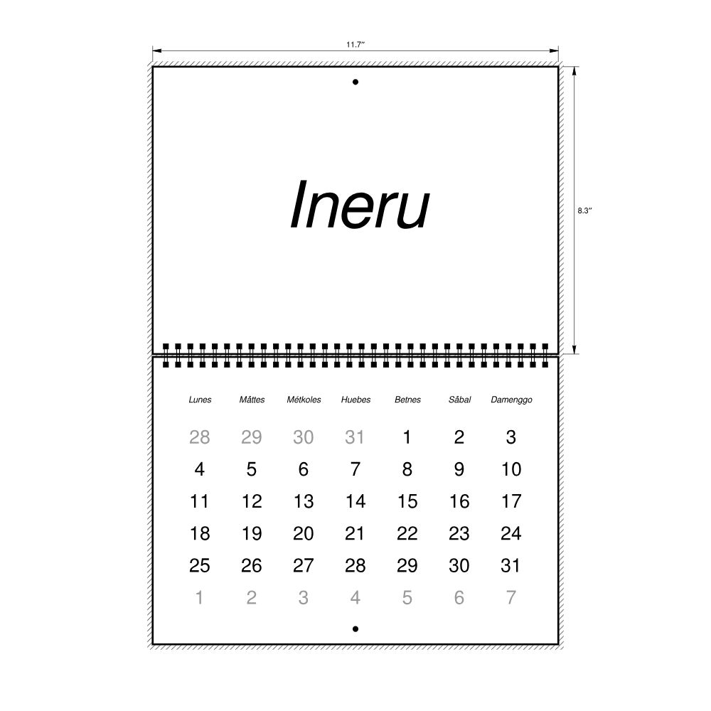 Leskoff 2027 Wall Calendar, Chamorro-Labeled, Monday-Start Layout, Wire-Bound, 11.7 x 8.3 in (29.7 x 21.0 cm), image 2 of 2