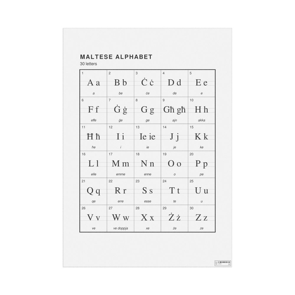 Leskoff Maltese Alphabet Chart, 23.4 x 33.1 in (59.4 x 84.1 cm, Poster / Wall Chart), image 1 of 2