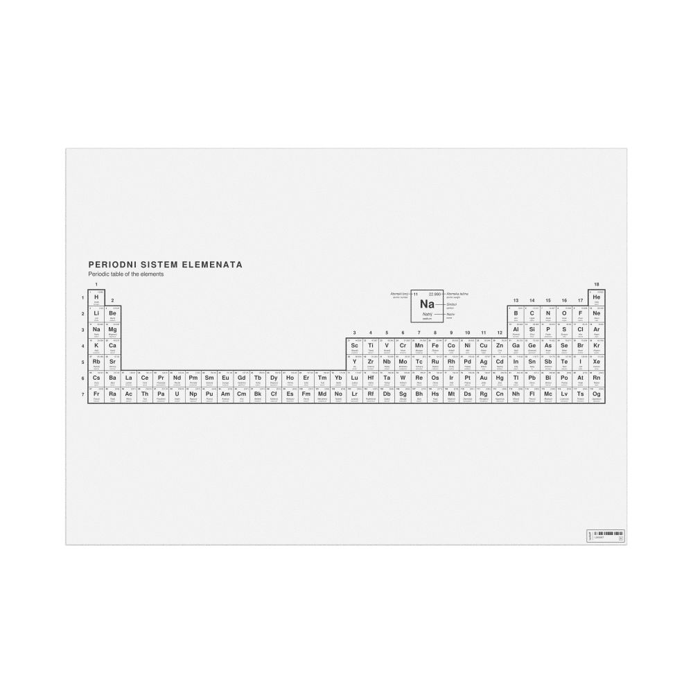 Leskoff Periodic Table Chart, 33.1 x 23.4 in (84.1 x 59.4 cm, Poster / Wall Chart), 32-Column Layout, Bosnian/English-Labeled, image 1 of 2