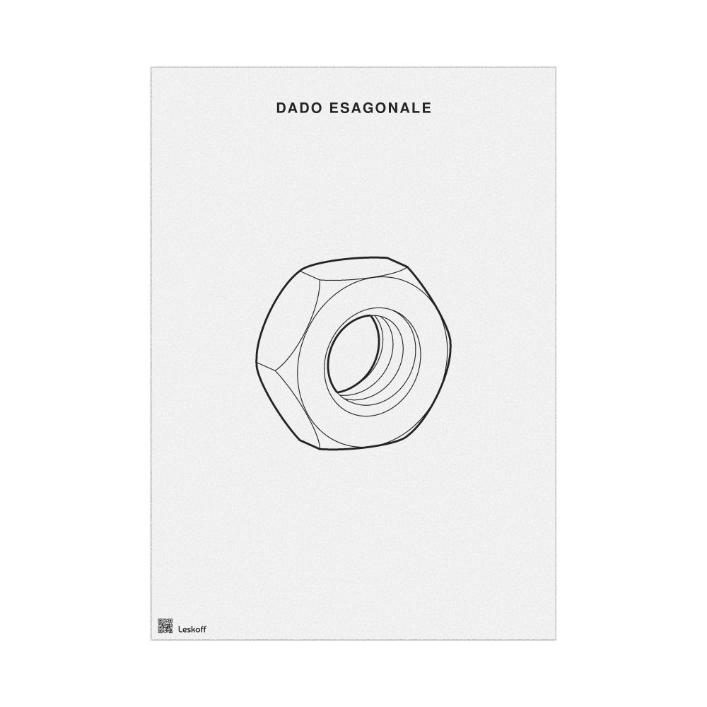 Leskoff Hex Nut Poster, Technical Illustration Style, Italian-Labeled, image 1 of 1