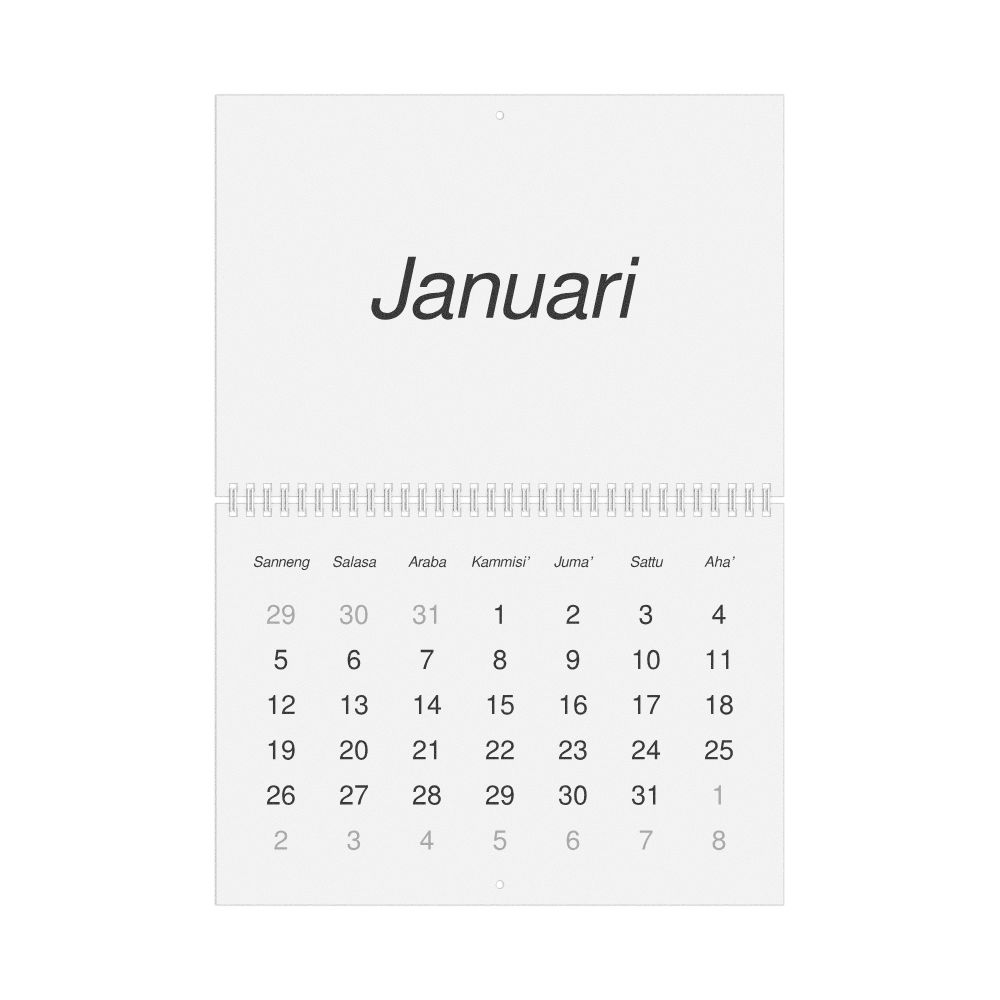 Leskoff 2026 Wall Calendar, Makassarese-Labeled, Monday-Start Layout, Wire-Bound, 11.7 x 8.3 in (29.7 x 21.0 cm), image 1 of 1
