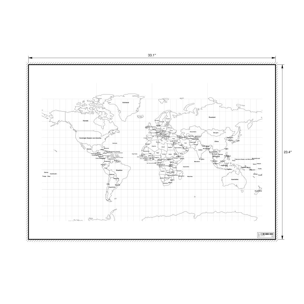 Leskoff World Wall Map (World Map Poster), German-Labeled, image 1 of 2