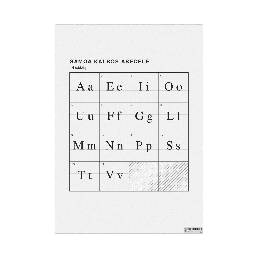 Leskoff Samoan Alphabet Chart, 23.4 x 33.1 in (59.4 x 84.1 cm, Poster / Wall Chart), Lithuanian-Labeled, image 1 of 2