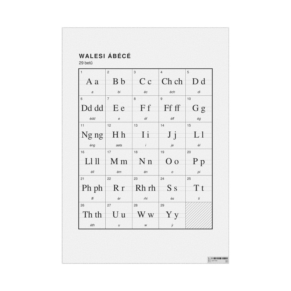 Leskoff Welsh Alphabet Chart, 23.4 x 33.1 in (59.4 x 84.1 cm, Poster / Wall Chart), Hungarian-Labeled, image 1 of 2