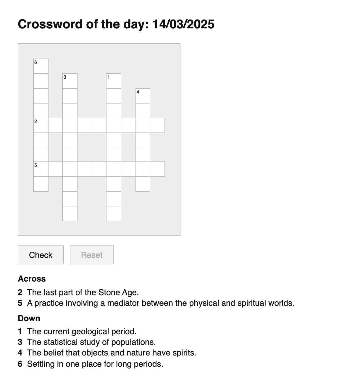 Anthropology Crossword