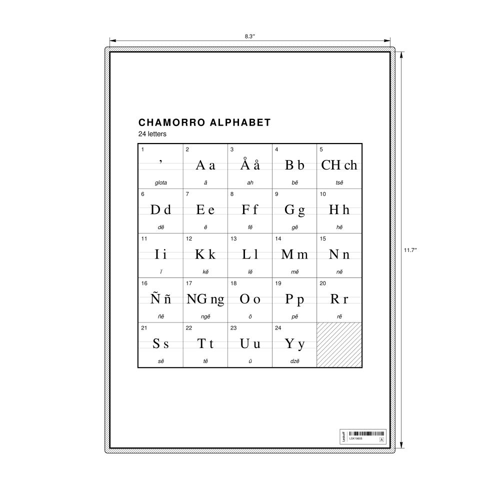 Leskoff Chamorro Alphabet Chart, 8.3 x 11.7 in (21.0 x 29.7 cm, Desk Chart, Laminated), image 1 of 2