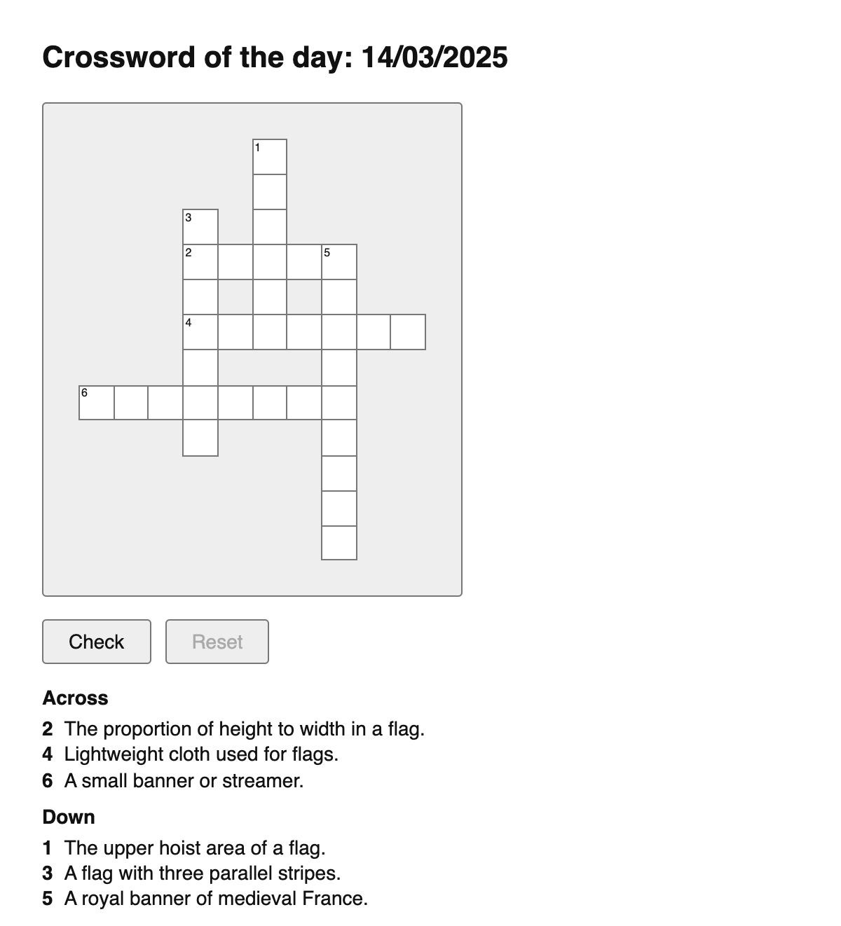 Vexillology Crossword