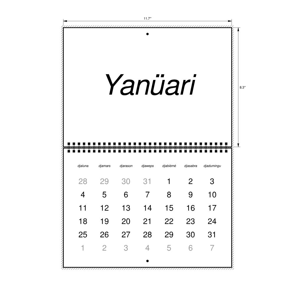 Leskoff 2027 Wall Calendar, Papiamento-Labeled, Monday-Start Layout, Wire-Bound, 11.7 x 8.3 in (29.7 x 21.0 cm), image 2 of 2