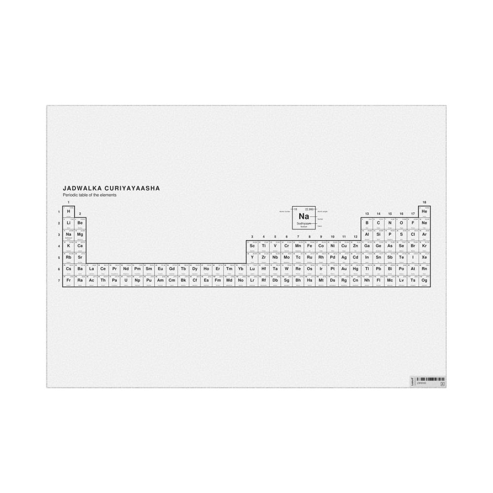 Leskoff Periodic Table Chart, 33.1 x 23.4 in (84.1 x 59.4 cm, Poster / Wall Chart), 32-Column Layout, Somali/English-Labeled, image 1 of 2
