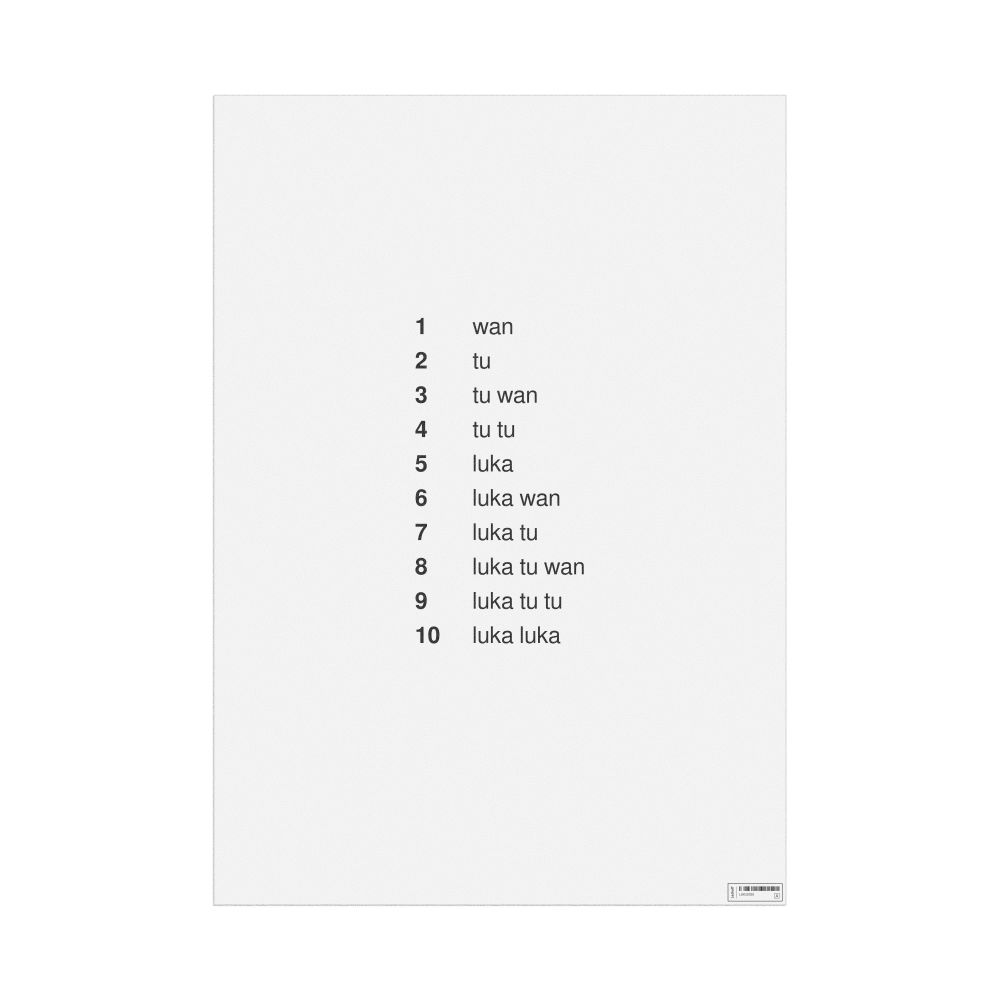 Leskoff Numbers 1–10 Poster, Toki Pona-Labeled, image 1 of 1