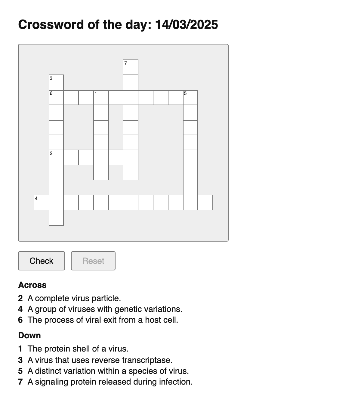 Virology Crossword