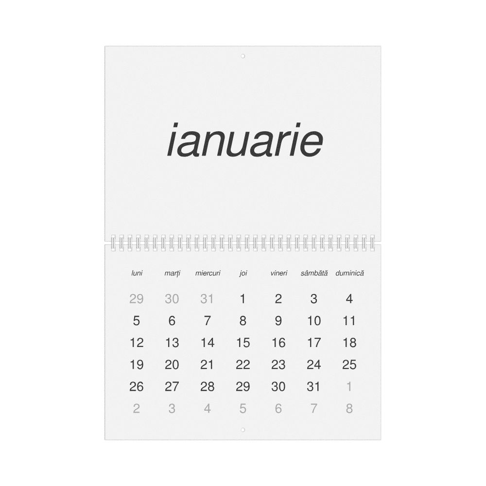 Leskoff 2026 Wall Calendar, Romanian-Labeled, Monday-Start Layout, Wire-Bound, 11.7 x 8.3 in (29.7 x 21.0 cm), image 1 of 1