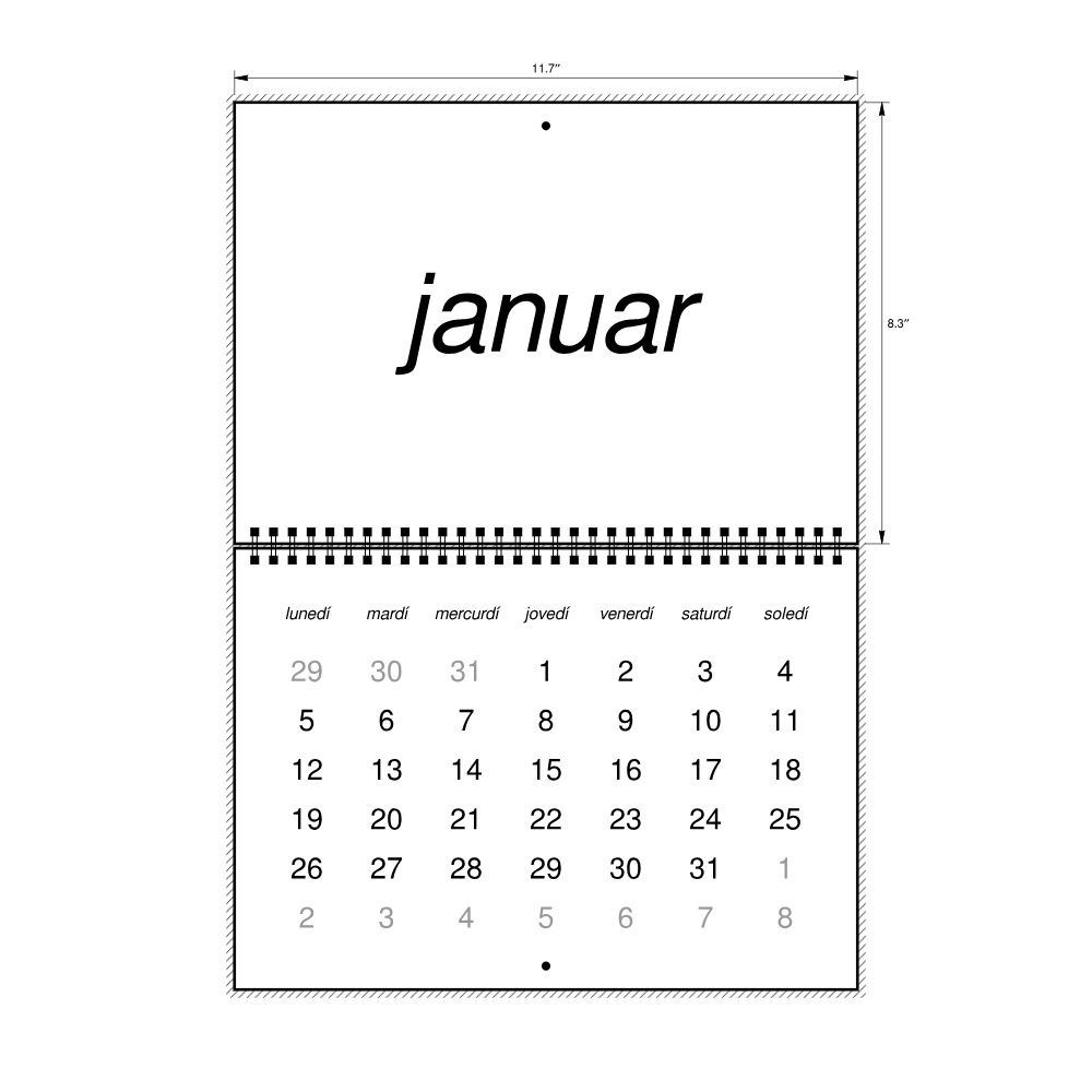 Leskoff 2026 Wall Calendar, Interlingue-Labeled, Monday-Start Layout, Wire-Bound, 11.7 x 8.3 in (29.7 x 21.0 cm), image 2 of 2