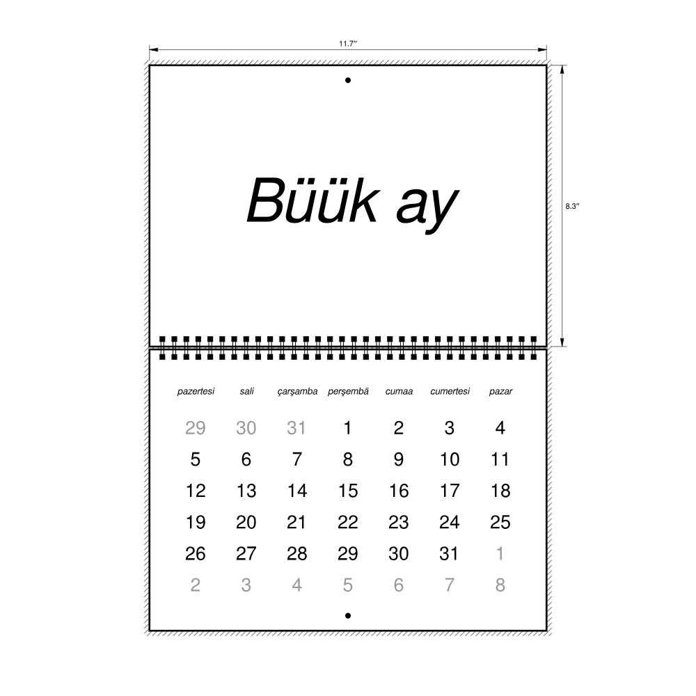 Leskoff 2026 Wall Calendar, Gagauz-Labeled, Monday-Start Layout, Wire-Bound, 11.7 x 8.3 in (29.7 x 21.0 cm), image 2 of 2
