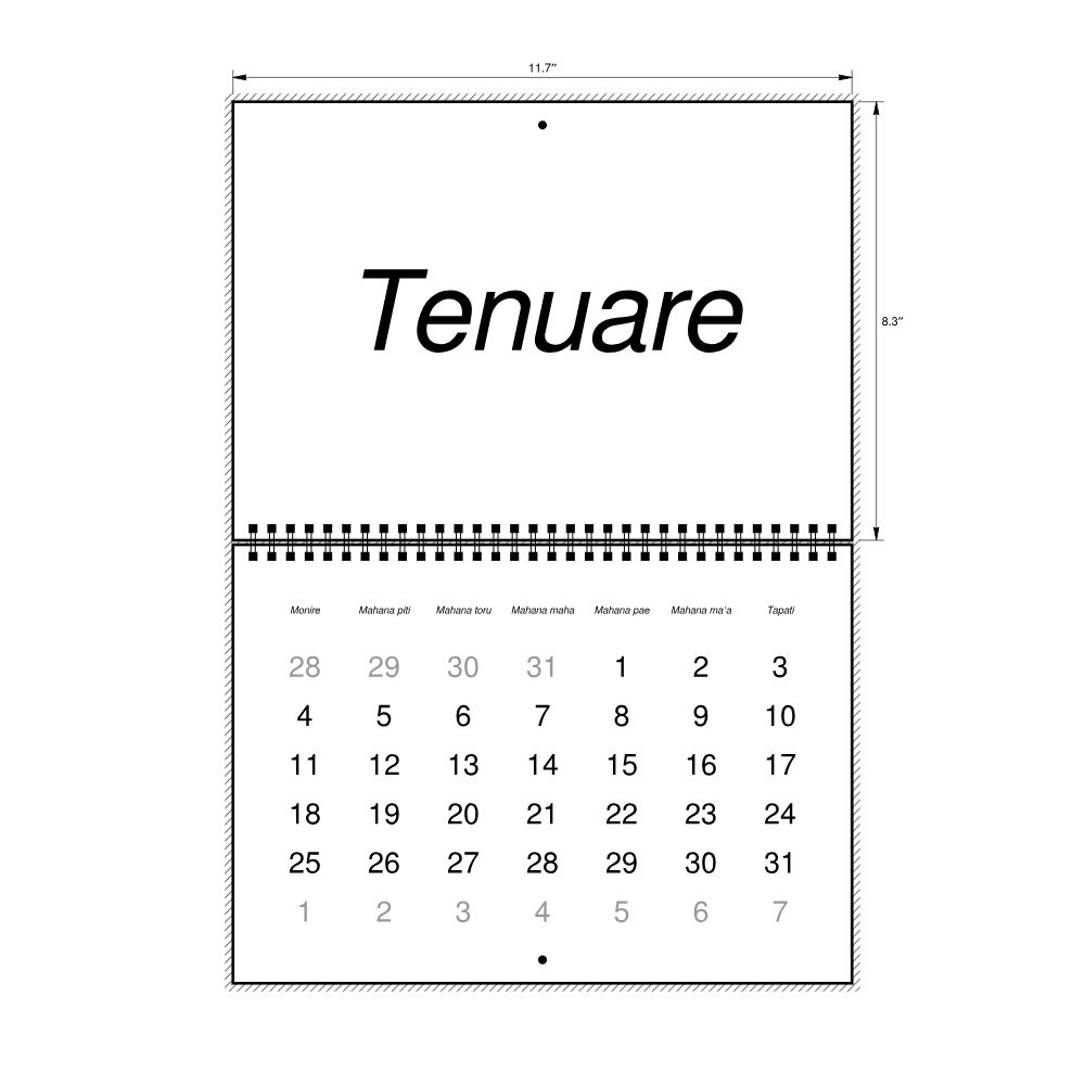 Leskoff 2027 Wall Calendar, Tahitian-Labeled, Monday-Start Layout, Wire-Bound, 11.7 x 8.3 in (29.7 x 21.0 cm), image 2 of 2