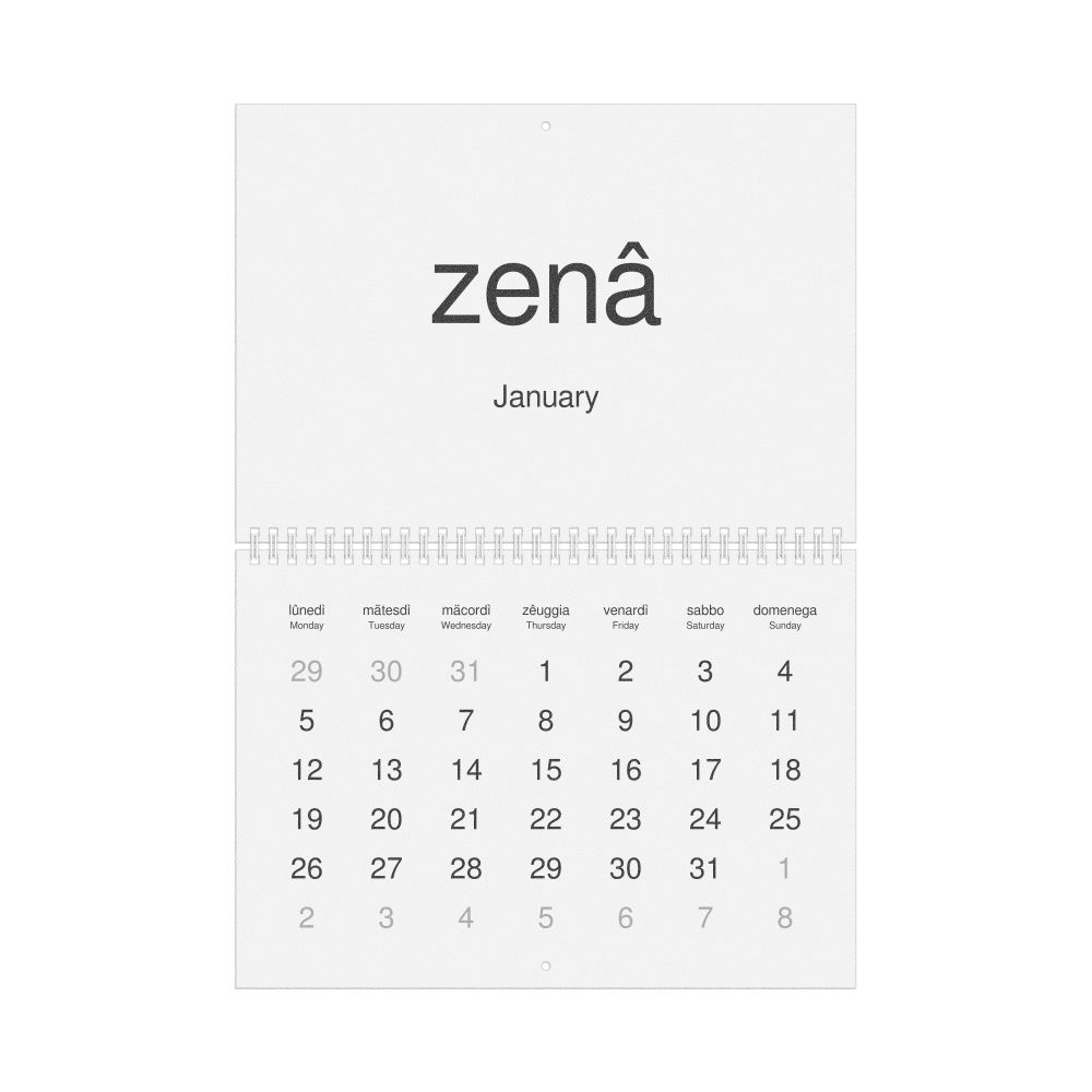 Leskoff 2026 Wall Calendar, Ligurian/English-Labeled, Monday-Start Layout, Wire-Bound, 11.7 x 8.3 in (29.7 x 21.0 cm), image 1 of 1