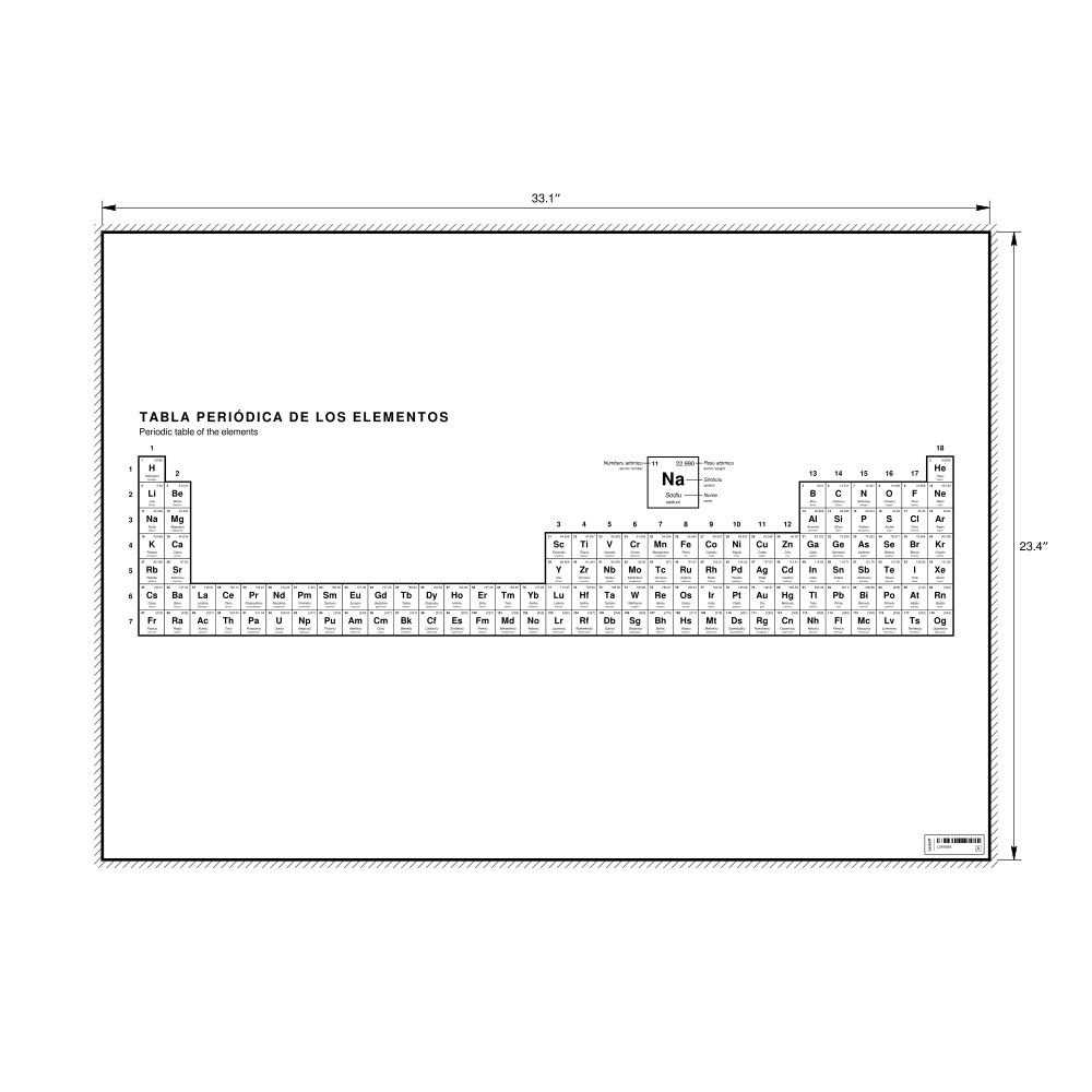 Leskoff Periodic Table Chart, 33.1 x 23.4 in (84.1 x 59.4 cm, Poster / Wall Chart), 32-Column Layout, Asturian/English-Labeled, image 1 of 2