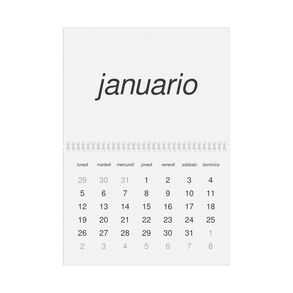 Leskoff 2026 Wall Calendar, Interlingua-Labeled, Monday-Start Layout, Wire-Bound, 11.7 x 8.3 in (29.7 x 21.0 cm), image 1 of 1