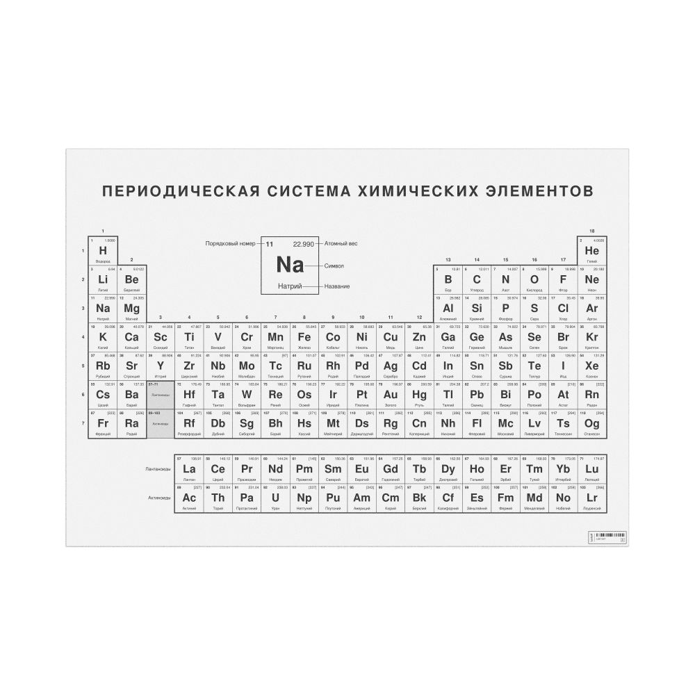 Leskoff Periodic Table Chart, 33.1 x 23.4 in (84.1 x 59.4 cm, Poster / Wall Chart), 18-Column Layout, Russian-Labeled, image 1 of 2