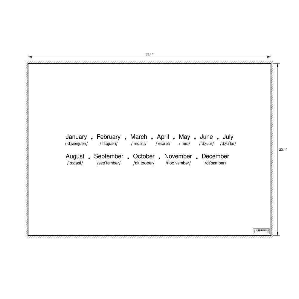 Leskoff Months of the Year Poster, English-Labeled with IPA, image 1 of 1