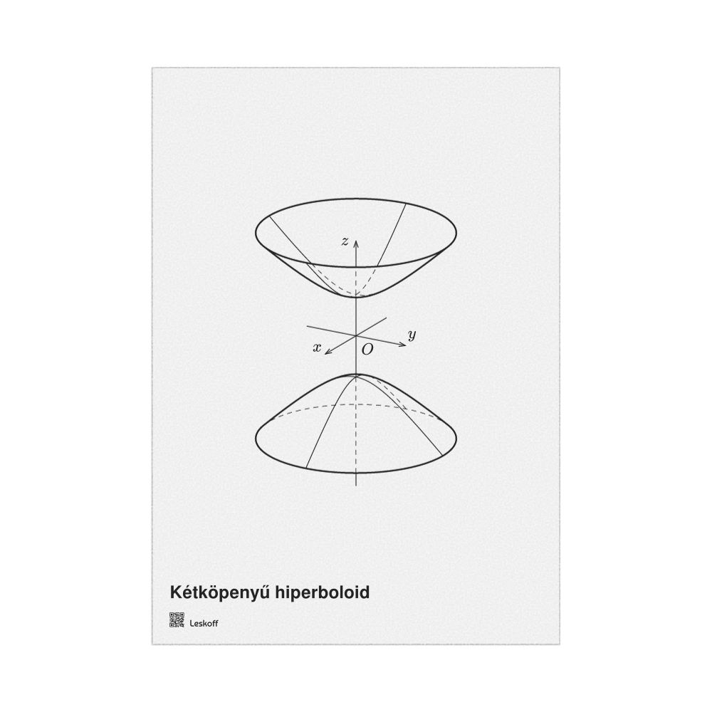 Leskoff Hyperboloid of Two Sheets Poster, Technical Illustration, Hungarian-Labeled, image 1 of 1
