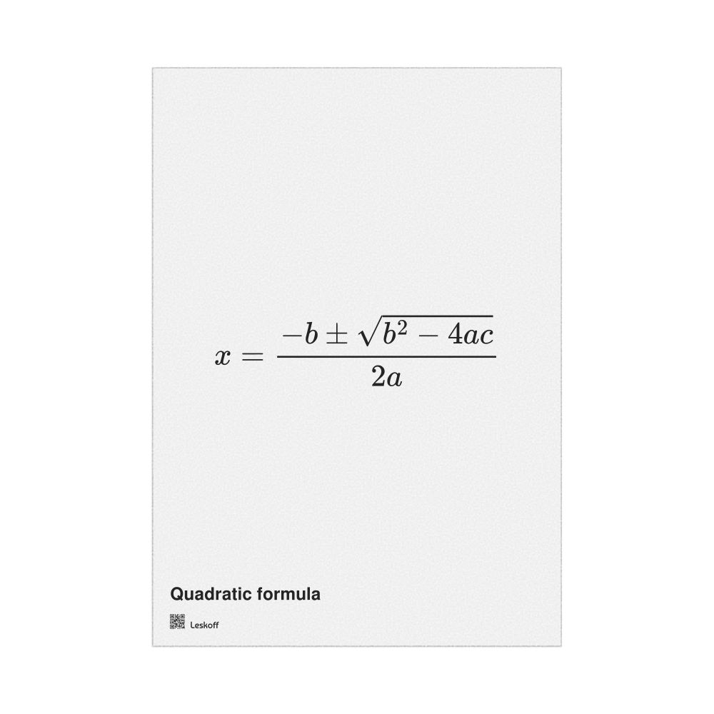 Leskoff Quadratic Formula Poster, English-Labeled, image 1 of 1