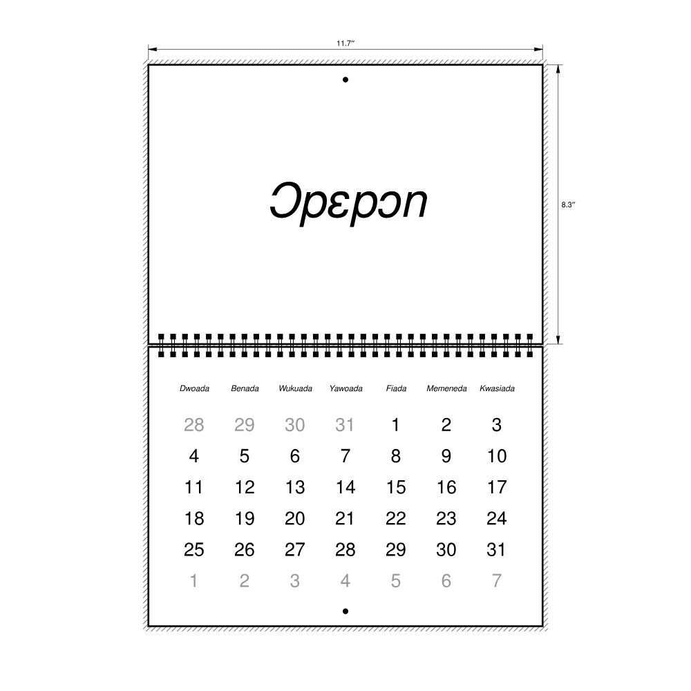 Leskoff 2027 Wall Calendar, Akan-Labeled, Monday-Start Layout, Wire-Bound, 11.7 x 8.3 in (29.7 x 21.0 cm), image 2 of 2