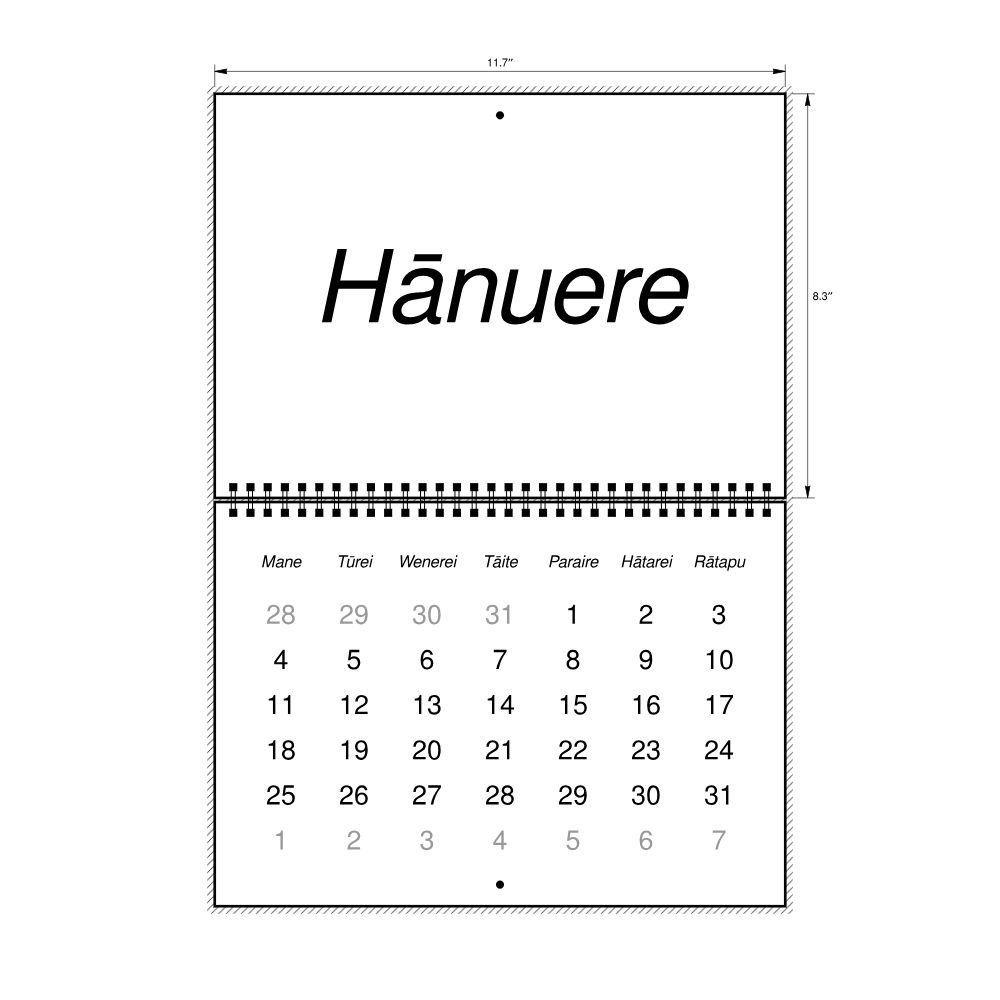 Leskoff 2027 Wall Calendar, Māori-Labeled, Monday-Start Layout, Wire-Bound, 11.7 x 8.3 in (29.7 x 21.0 cm), image 2 of 2