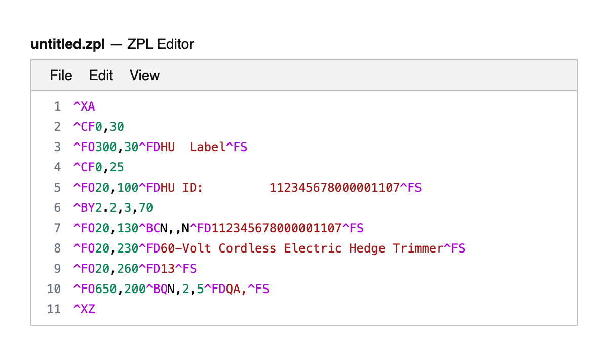 ZPL Editor