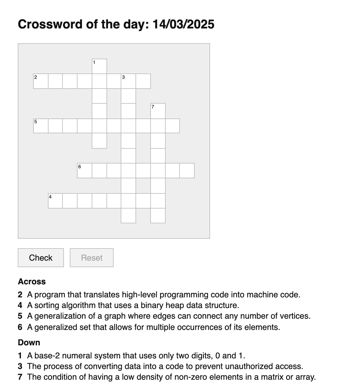 Computer Science Crossword