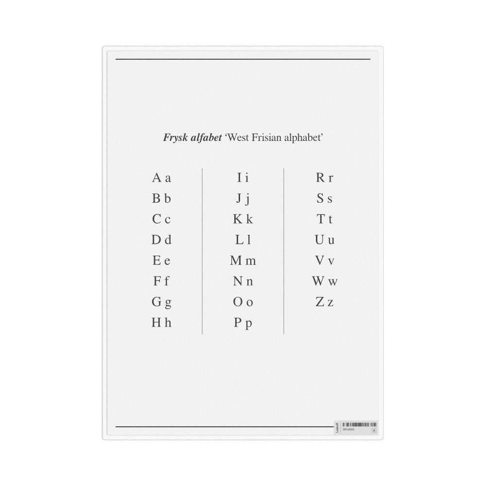Leskoff West Frisian Alphabet, Desk Chart, 8.3 x 11.7 in (21.0 x 29.7 cm), image 1 of 1