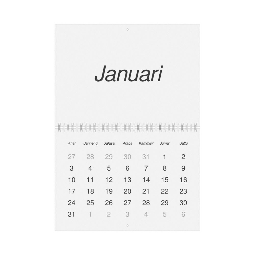 Leskoff 2027 Wall Calendar, Makassarese-Labeled, Sunday-Start Layout, Wire-Bound, 11.7 x 8.3 in (29.7 x 21.0 cm), image 1 of 1