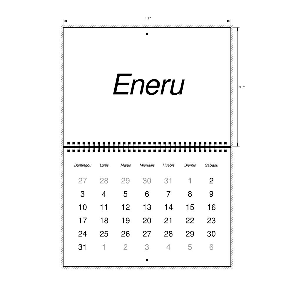 Leskoff 2027 Wall Calendar, Kapampangan-Labeled, Sunday-Start Layout, Wire-Bound, 11.7 x 8.3 in (29.7 x 21.0 cm), image 2 of 2