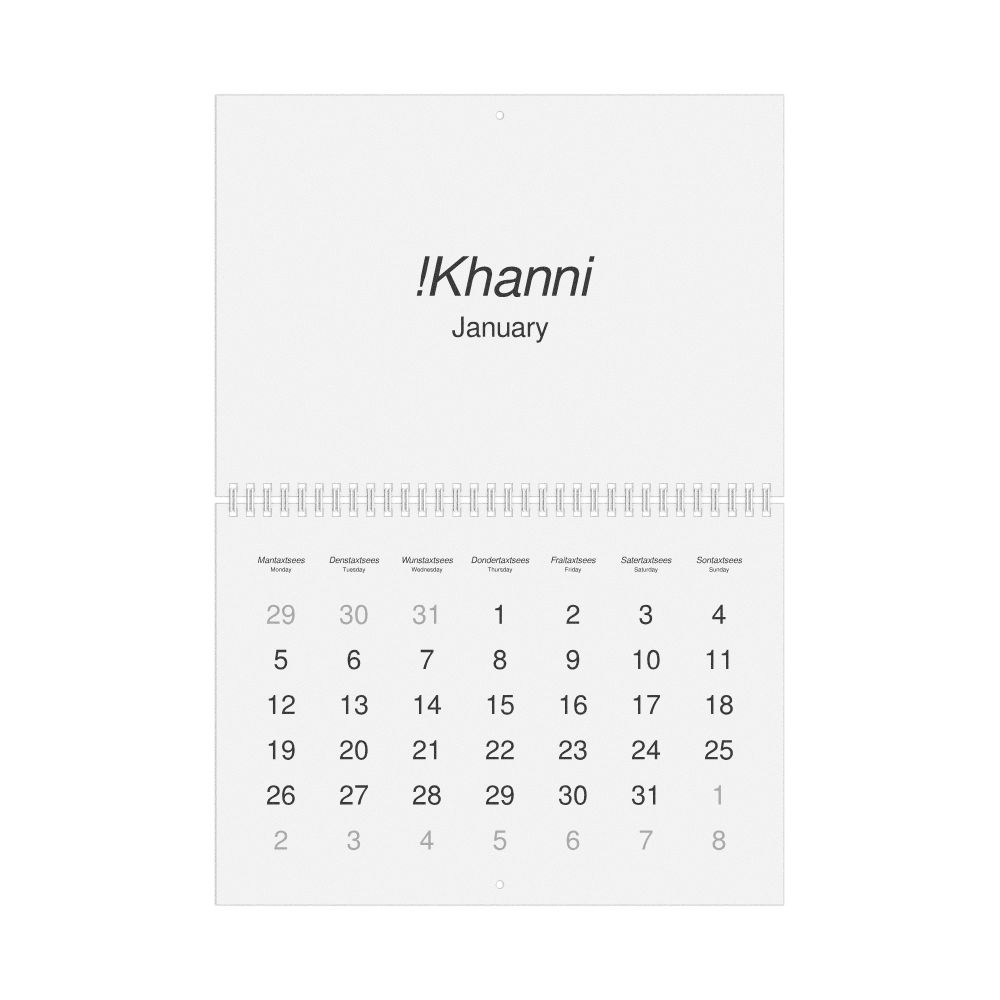 Leskoff 2026 Wall Calendar, Khoekhoe/English-Labeled, Monday-Start Layout, Wire-Bound, 11.7 x 8.3 in (29.7 x 21.0 cm), image 1 of 1