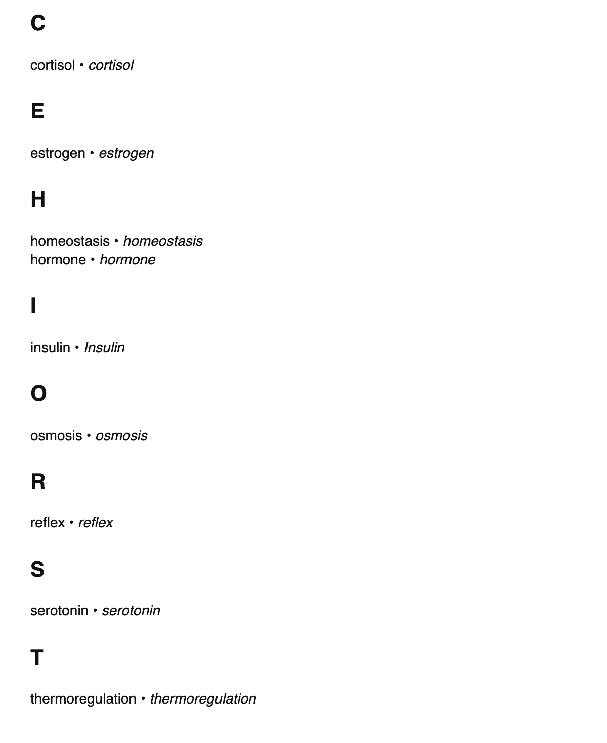 Physiology terms in Scots