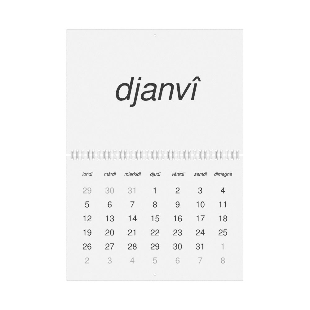 Leskoff 2026 Wall Calendar, Walloon-Labeled, Monday-Start Layout, Wire-Bound, 11.7 x 8.3 in (29.7 x 21.0 cm), image 1 of 1