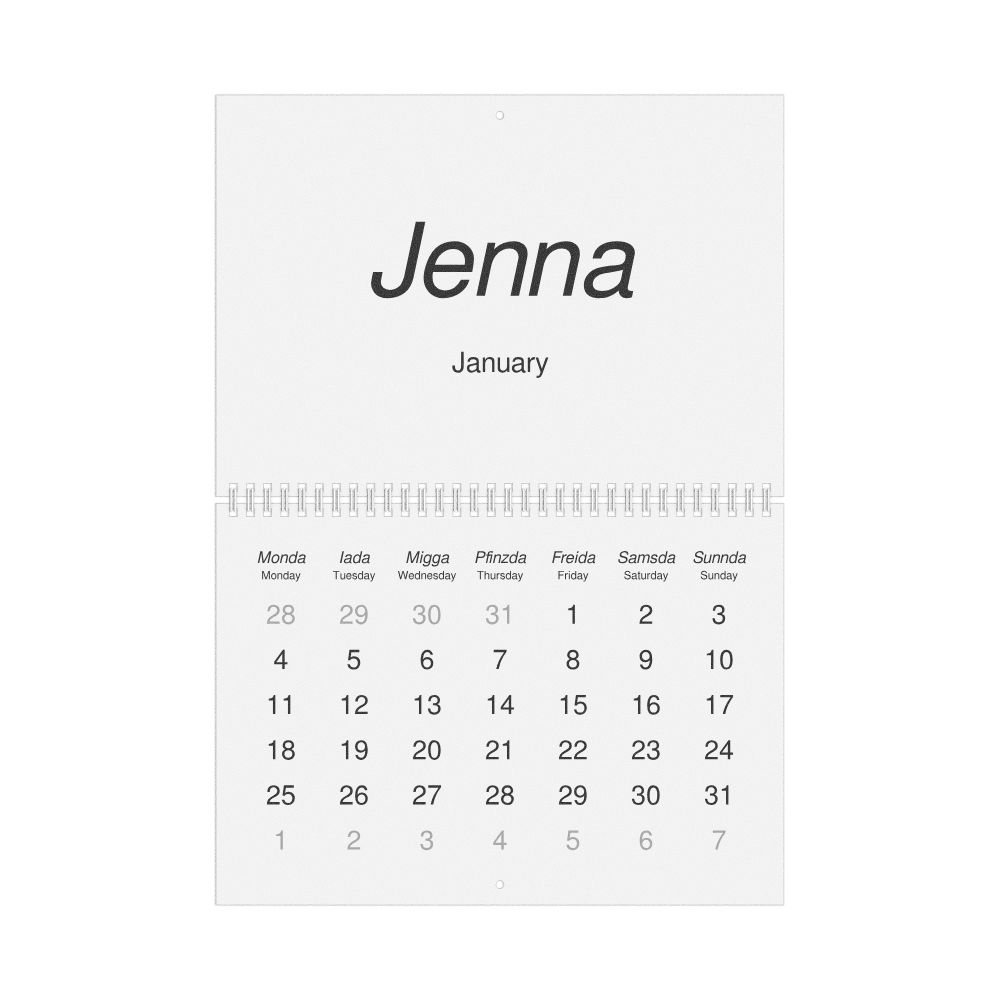 Leskoff 2027 Wall Calendar, Bavarian/English-Labeled, Monday-Start Layout, Wire-Bound, 11.7 x 8.3 in (29.7 x 21.0 cm), image 1 of 1