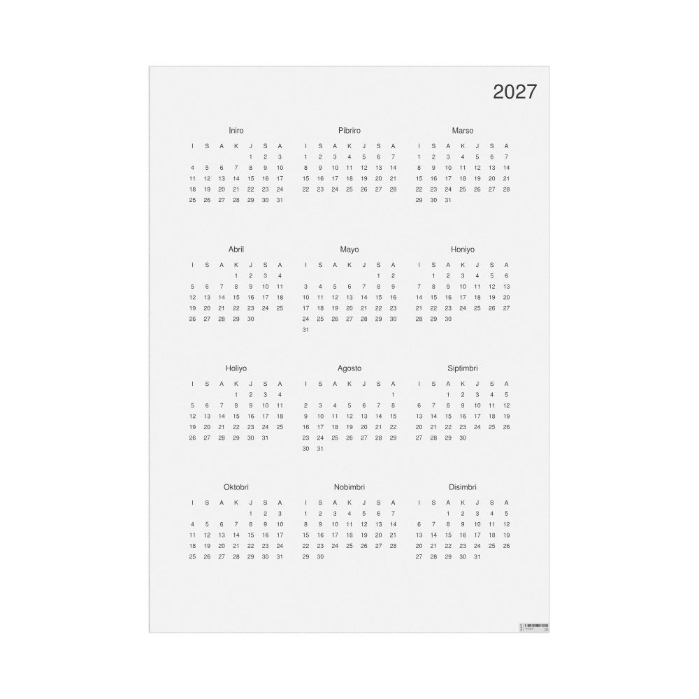 Leskoff 2027 Wall Calendar, Maranao-Labeled, Monday-Start Layout, Poster / Wall Print, 23.4 x 33.1 in (59.4 x 84.1 cm), image 1 of 1