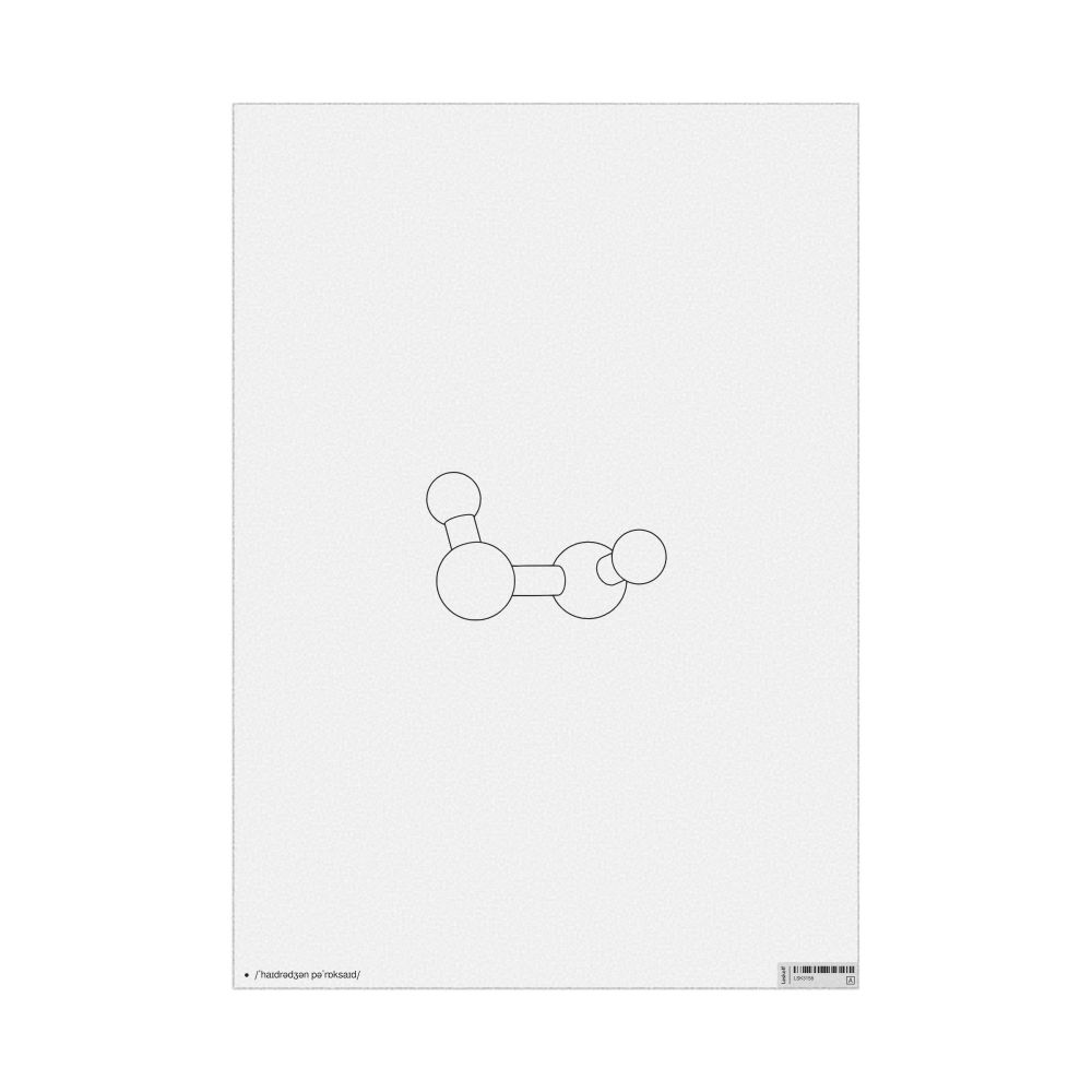 Leskoff Hydrogen Peroxide Molecule Poster, Ball-and-Stick Model, Stylized, IPA-Labeled (English), image 1 of 1