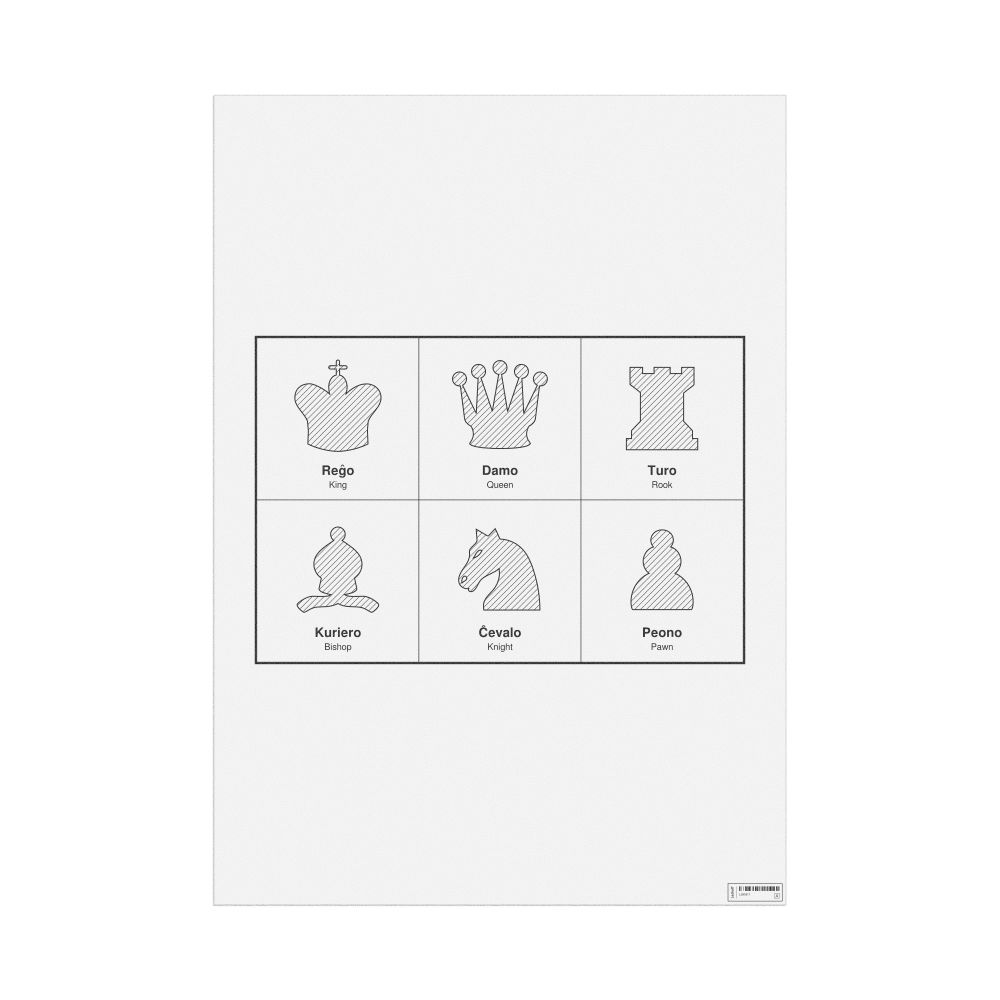 Leskoff Chess Pieces Poster, Esperanto/English-Labeled, image 1 of 2