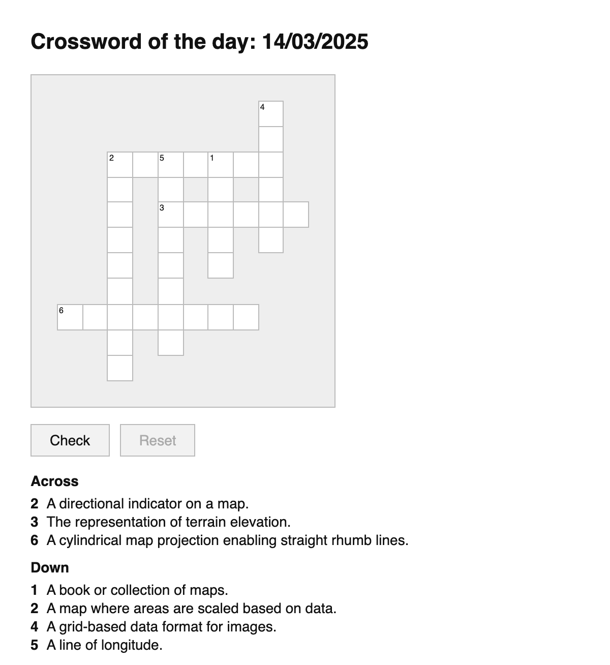 Cartography Crossword