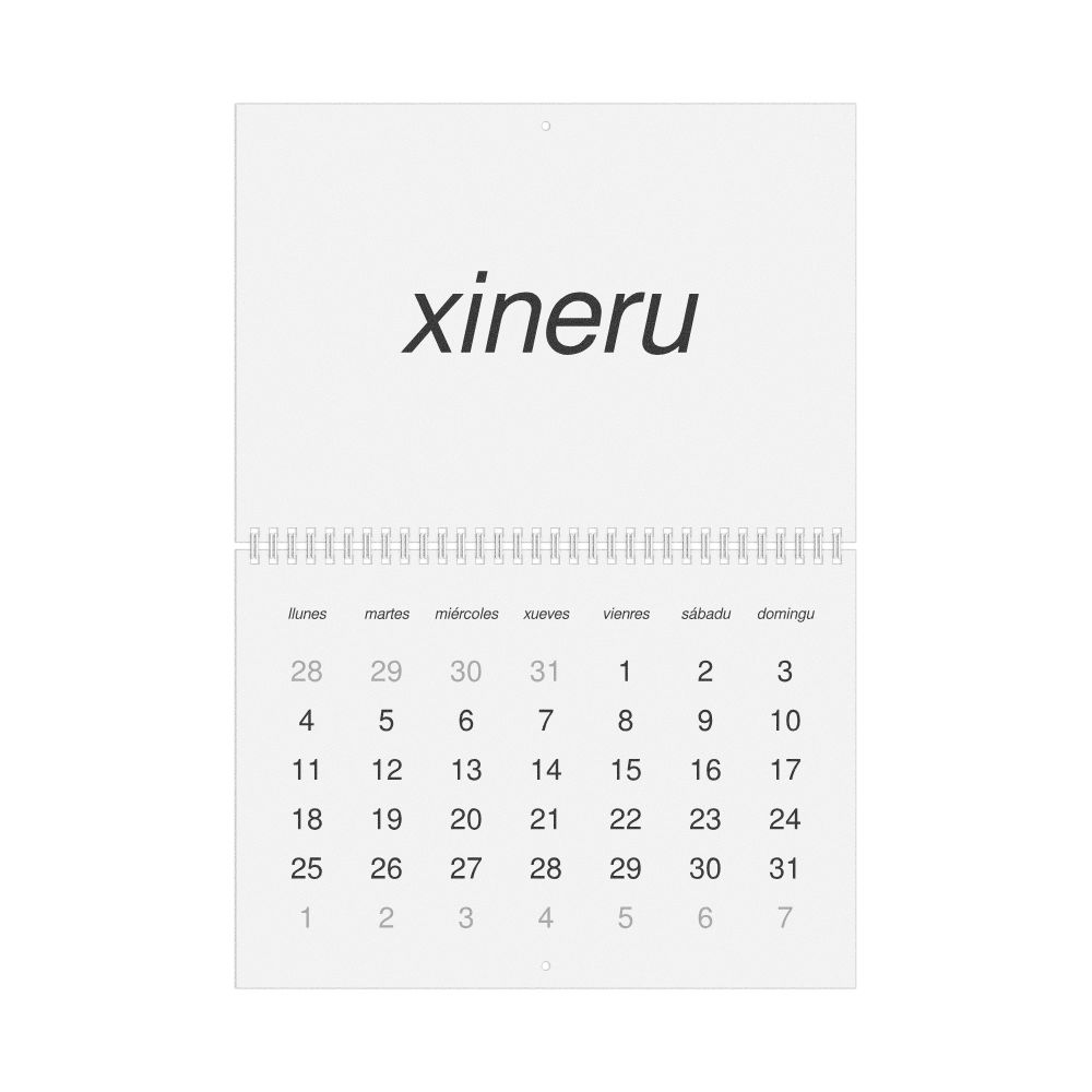 Leskoff 2027 Wall Calendar, Asturian-Labeled, Monday-Start Layout, Wire-Bound, 11.7 x 8.3 in (29.7 x 21.0 cm), image 1 of 1