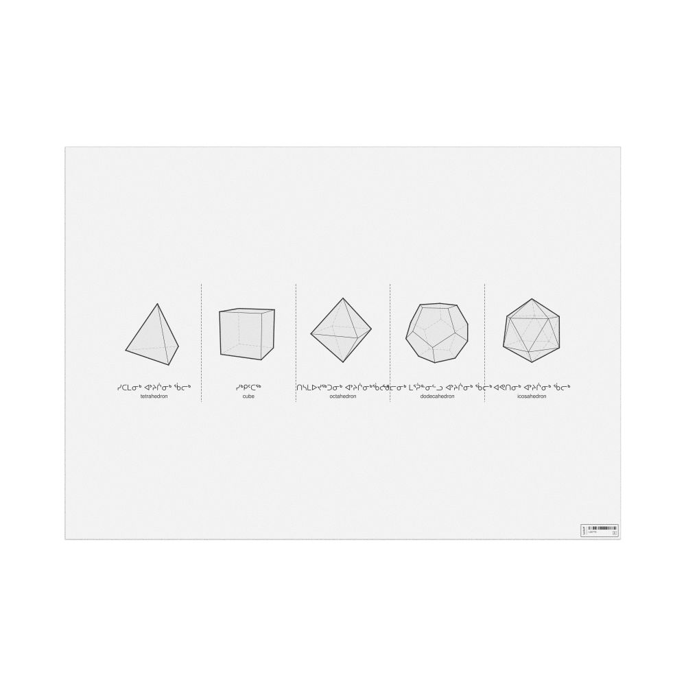 Leskoff Platonic Solids Poster, Inuktitut/English-Labeled, image 1 of 2