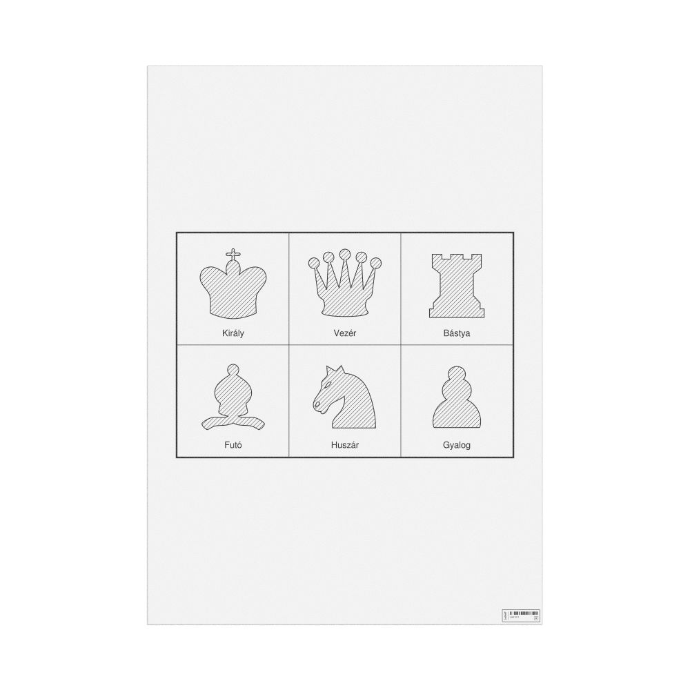 Leskoff Chess Pieces Poster, Hungarian-Labeled, image 1 of 2